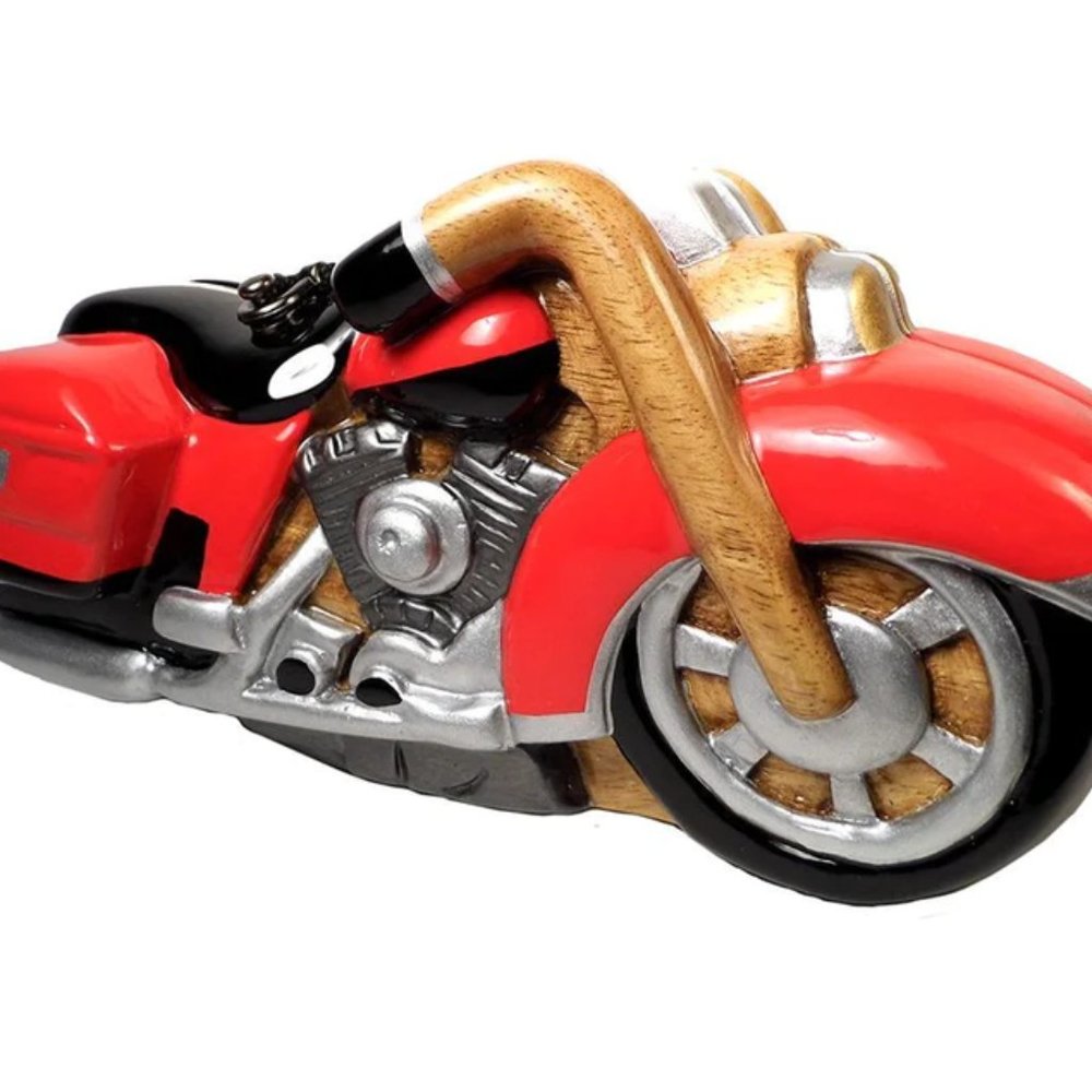 Big Motorcycle Acacia Wood Handbag (Red)